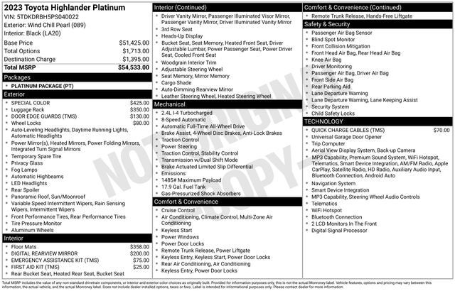2023 Toyota Highlander Platinum