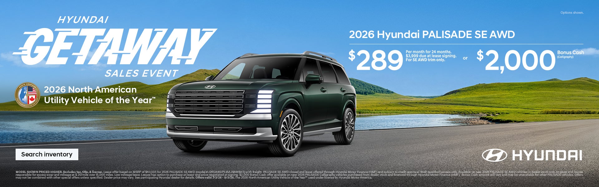 2026 Hyundai Palisade Lease or Bonus Cash Offer